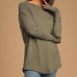 Free people long sleeve Arden tee army green